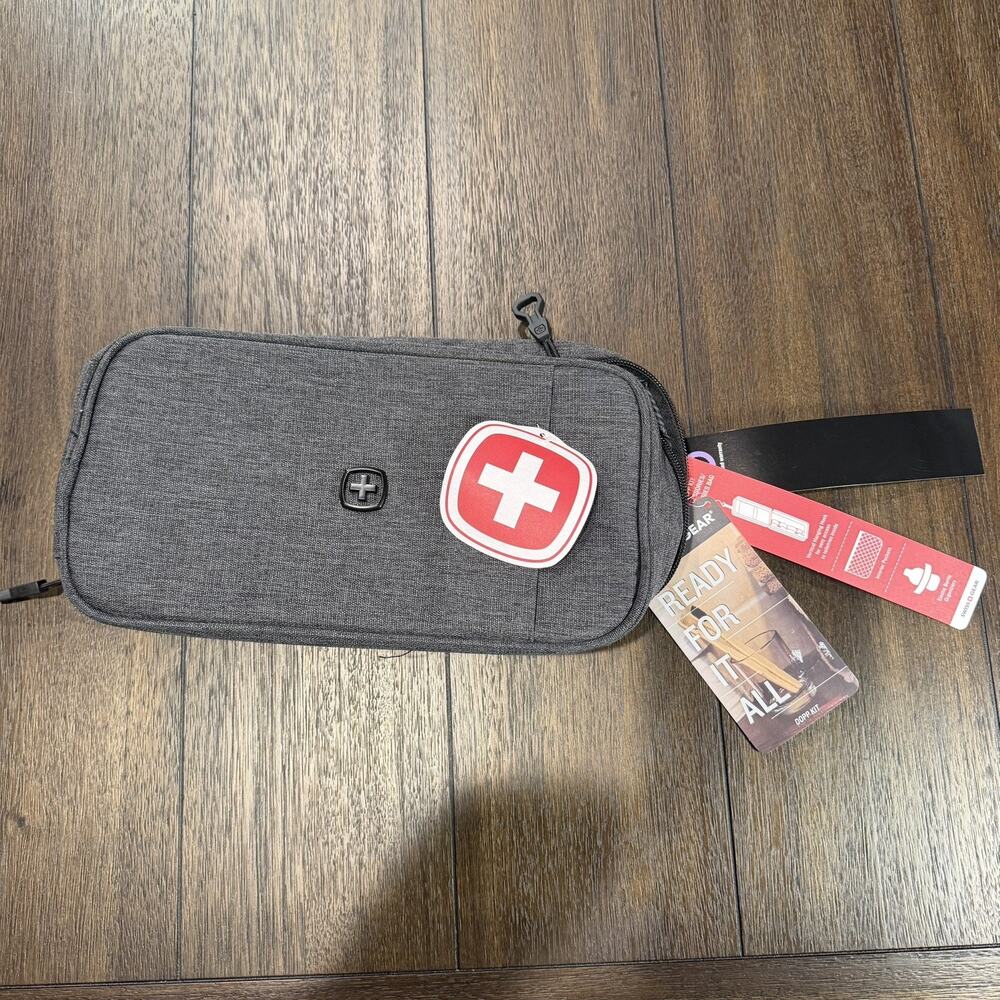 SWISS + GEAR Toiletries Convertible Hanging Hook Bag Heather Gray 11''x 6''x 3''